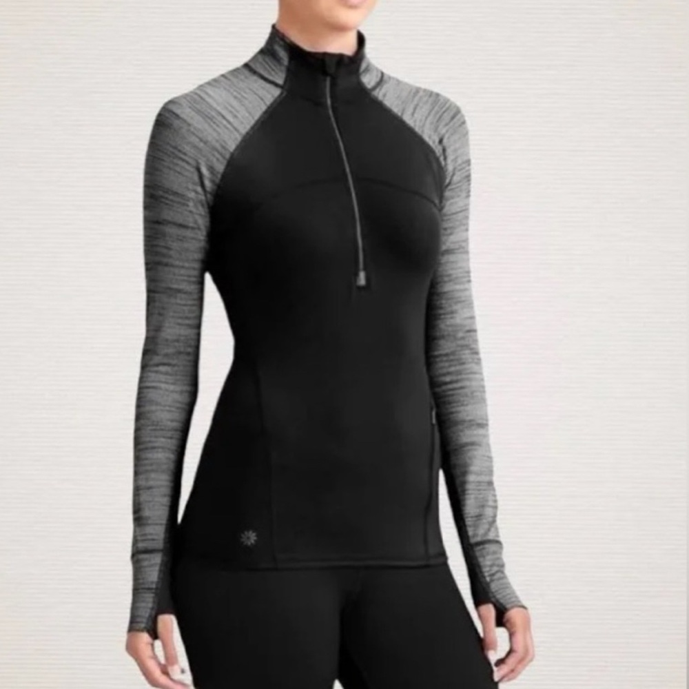 Athleta Running Wild Half Zip size M black and grey